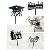 1Pcs2025Congratulations On Graduation Happy Golden Black Acrylic Cake Plugin University Celebration Graduation Party Decoration