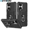 KEYSION Противоударный защитный чехол для Honor X7, мягкий силикон + ПК, металлическое кольцо-подставка, задняя крышка для телефона Huawei Honor X7 4G
