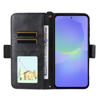 Кожаный чехол для Samsung Galaxy A36 5G с магнитной застежкой, кошельком-подставкой и ремешком через плечо