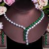 Wedding Dress Accessories Set Two-Color Splicing Water Drop-Shaped Zircon Jewelry Necklace Earrings Cover Chain Women