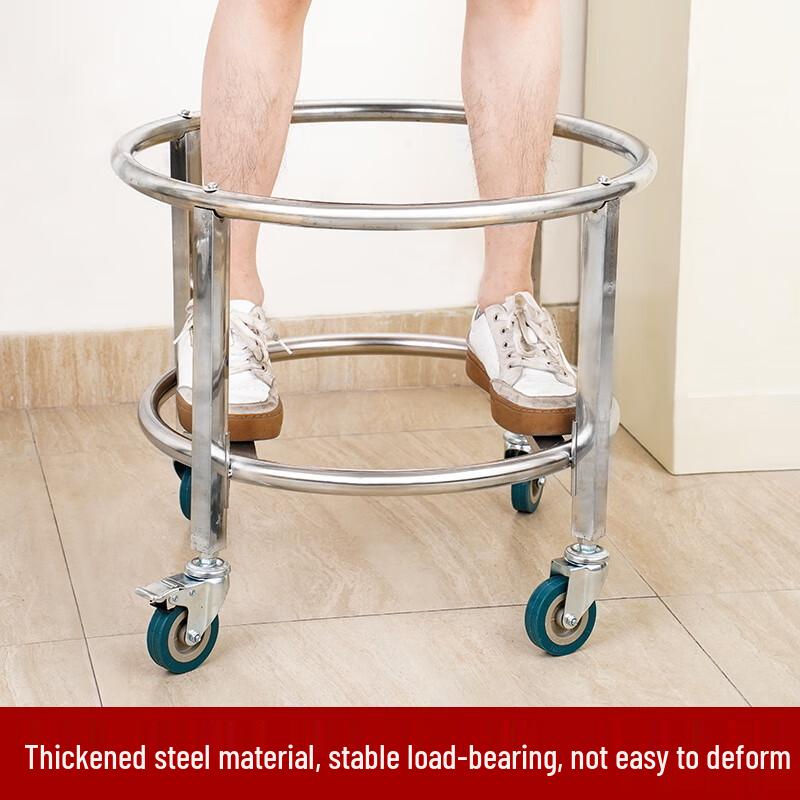 50cm Heavy-Duty 304 Stainless Steel Wheeled Bucket Stand