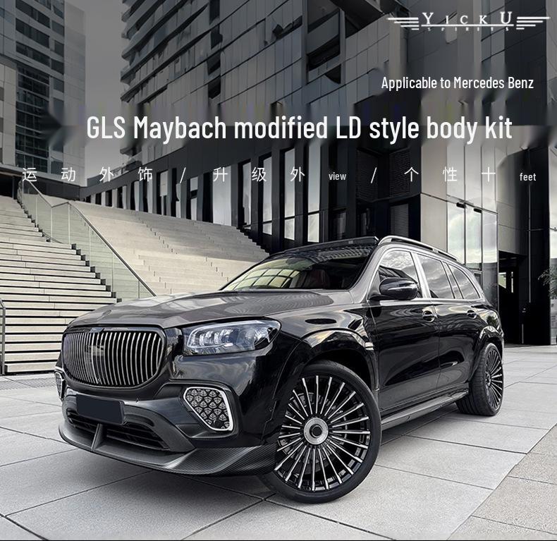 Комплект для тюнинга Mercedes-Benz GLS Maybach 24-25 стиль LD: Передний сплиттер, Задний бампер, Пороги, Дефлектор окон.