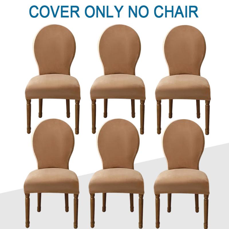 Stretch Velvet Round Back Chair Covers Solid Dining Room Seat Slipcovers Furniture Protector for Wedding Home Decor