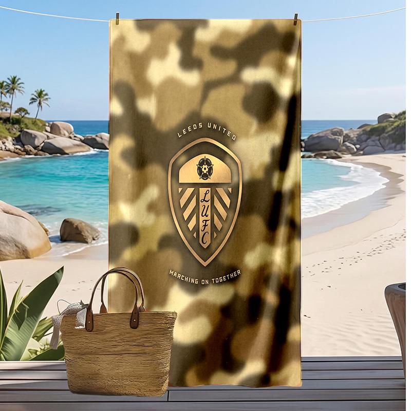 Пляжное полотенце с принтом футбольного клуба Leeds United, большое, мягкое, быстросохнущее, для пляжа, кемпинга, плавания