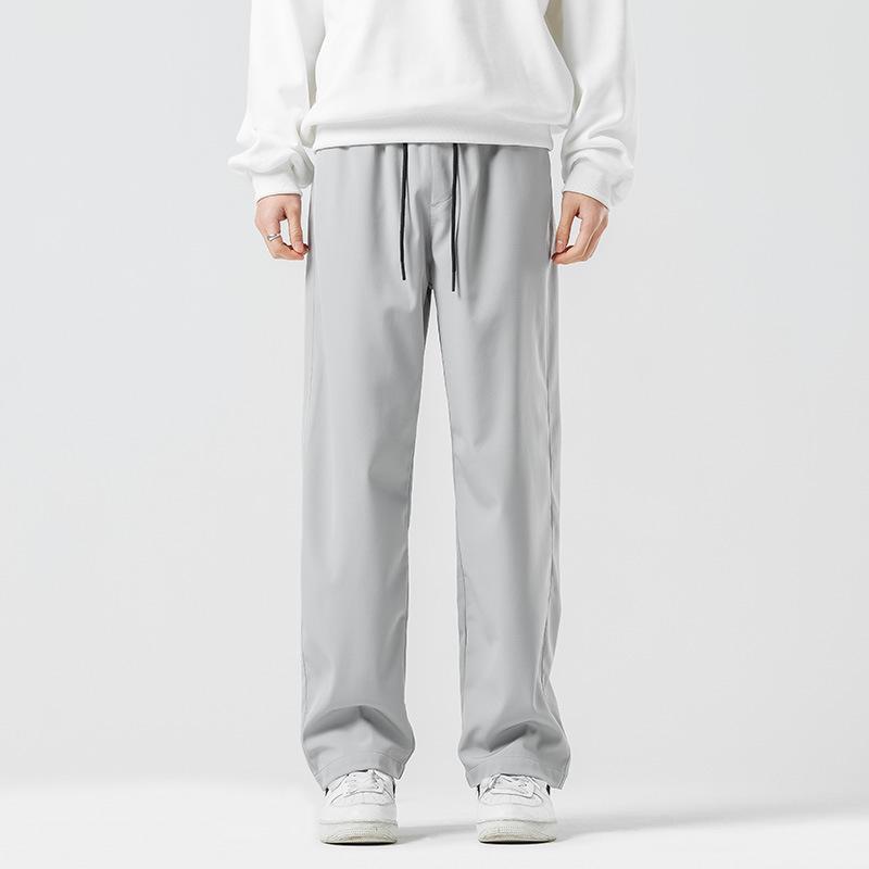 2025 Мужские повседневные черные спортивные брюки для улицы - Прямые, однотонные, идеально подходят для весенних и осенних мероприятий
