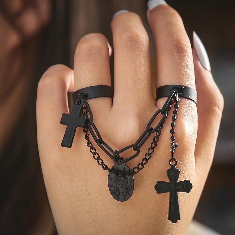 Open Adjustable Virgin Mary Cross One-piece Ring