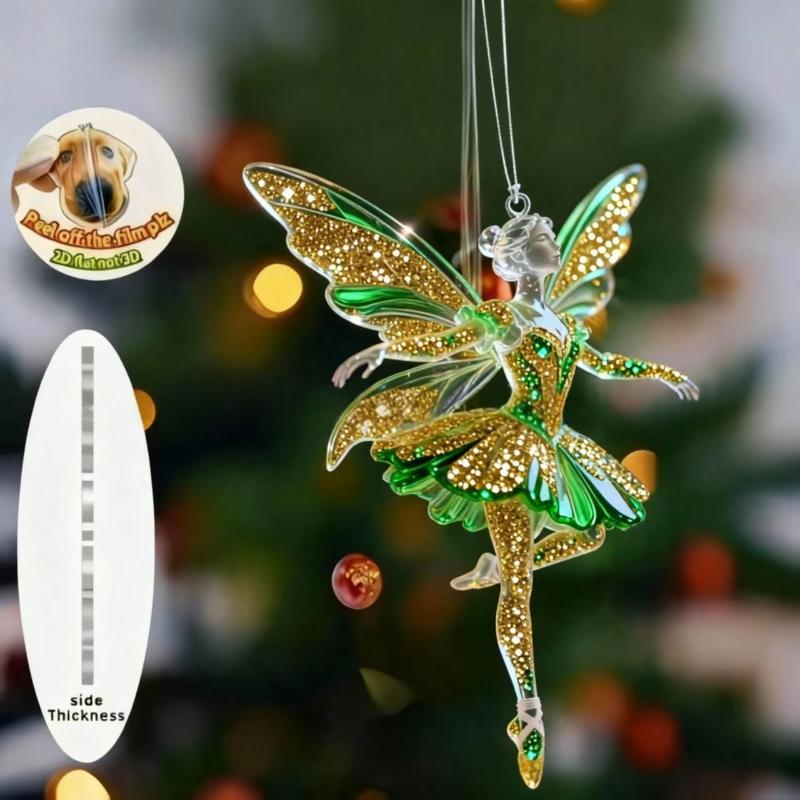 Блестящие 2D акриловые подвески Балерина Симуляция Рождественские елочные подвески Подвеска-шарм для зеркала заднего вида автомобиля Украшение Орнаменты