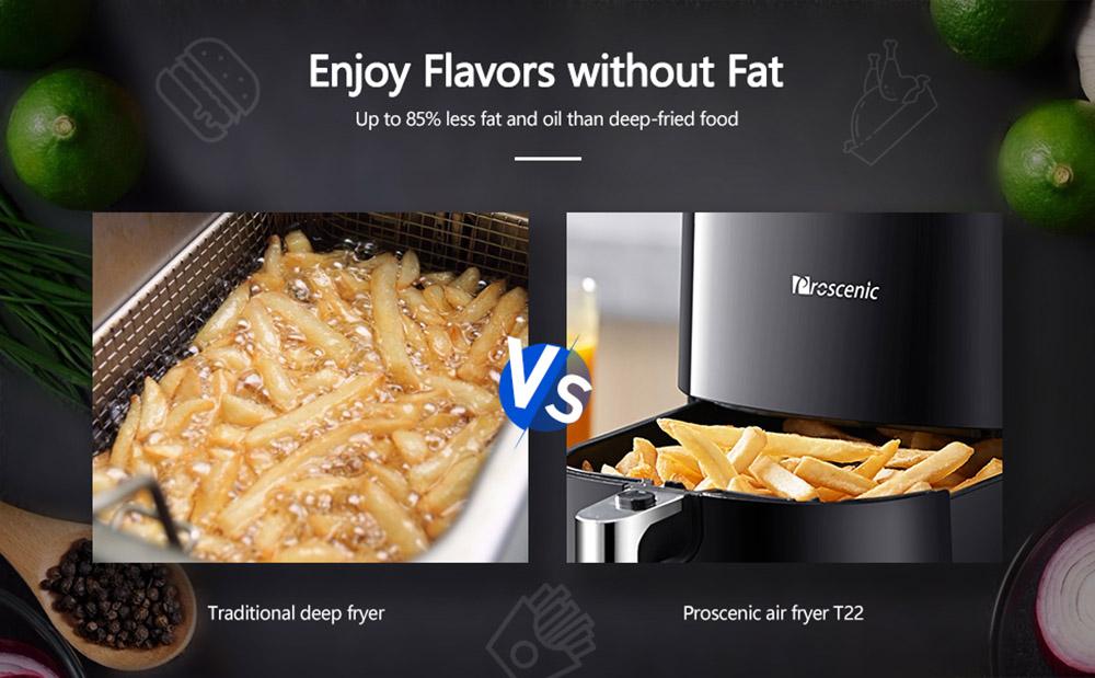 Proscenic T22 Air Fryer with 13 Presets & Shake Reminder, Oil Free Air Fryer 5L, Compatible with APP & Alexa - Black