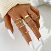 Fashion Jewelry Rings Set Gold Color Hollow Round Opening Women Finger Ring for Girl Lady Party Wedding Gifts
