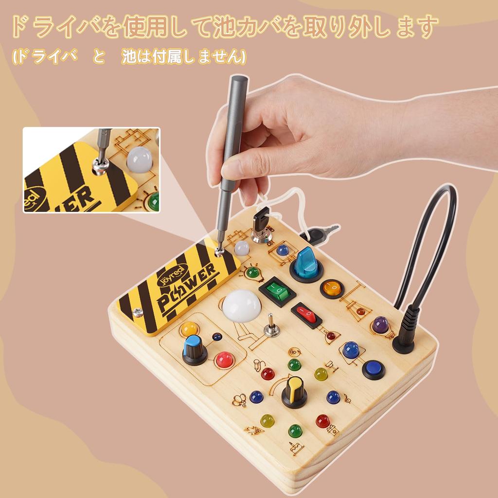 Joyreal Montessori Busy Educational and 3rd Birthday Gift for Boys and LED Fingertip Early Development Board, Toy, 1st, 2nd, Girls, Toy, Education,