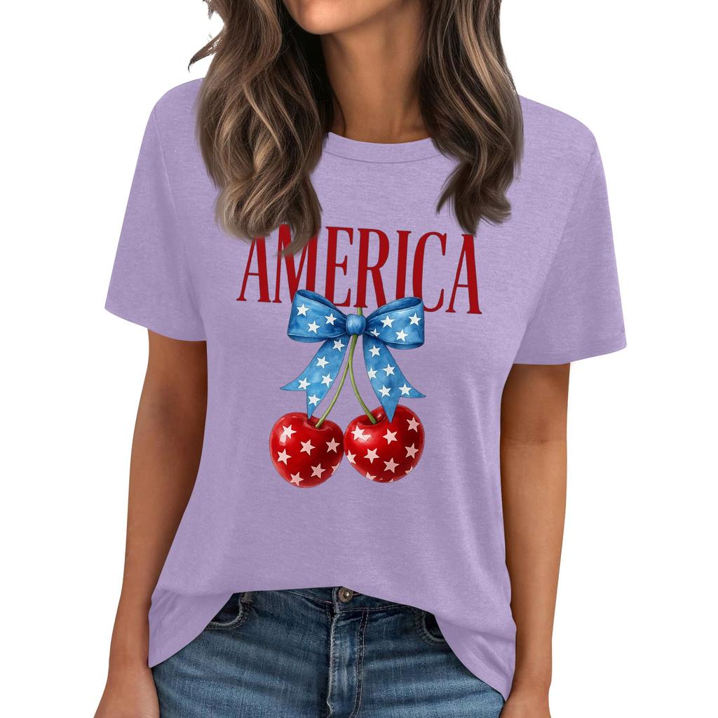 Женская футболка с круглым вырезом и короткими рукавами с принтом