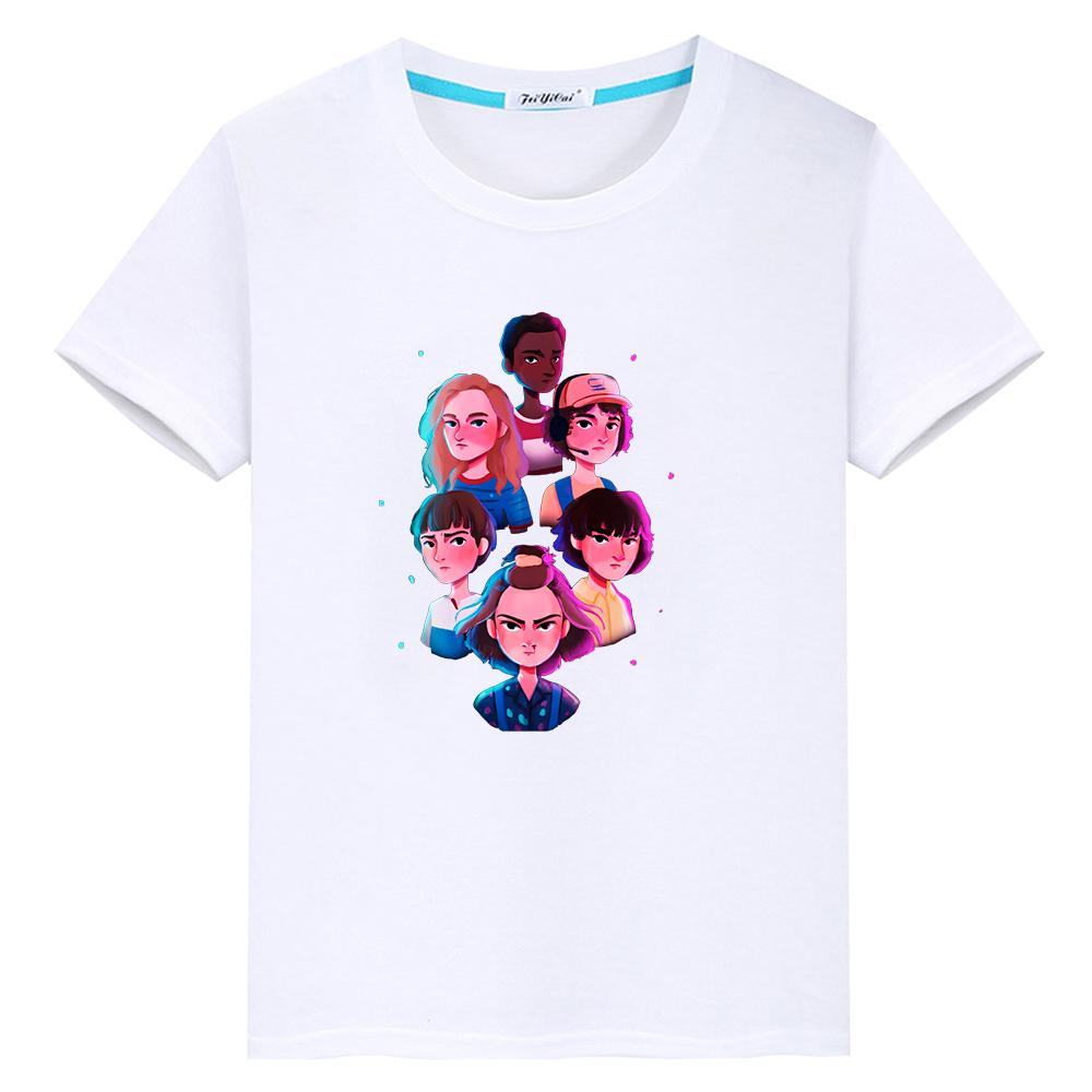 Футболка для детей, мальчиков, 10 лет, очень странные дела, принт, 100% хлопок, аниме-футболки, короткие топы, кавайная футболка, детская одежда 2000 года, девочки