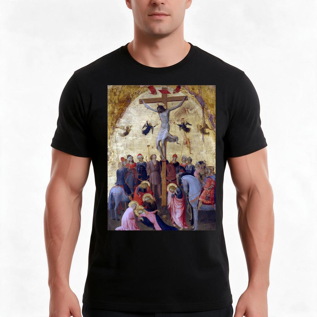 Fra Angelico The Crucifixion Tshirt Summer Casual Cotton Tee Oversized Streetwear Tops Vintage Graphic Print 100 Cotton