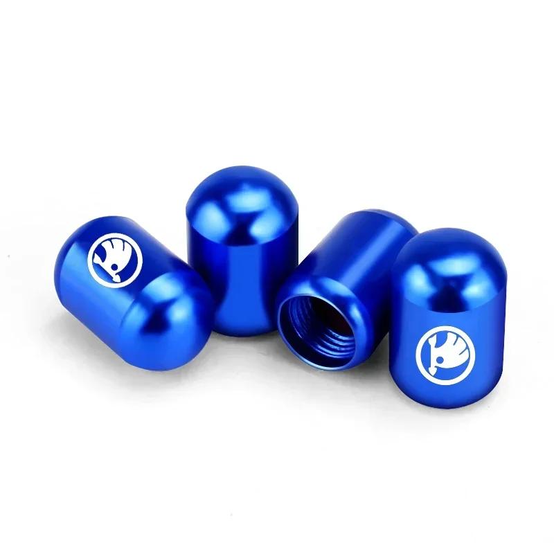LAX4 Car Air Valve Tyre Stem Caps Ccover Decor Parts for Skoda Rapid Yeti Karoq Fabia 2 Superb Felicia Kodia Kamiq Octavia A7 Tour