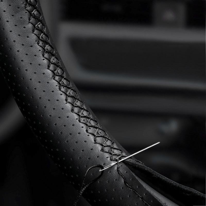 Black Perforated Microfiber Leather Car Styling Steering Wheel Cover Trim For VW Golf 5 Jetta MK5 Passat B6 Tiguan 2007-2010