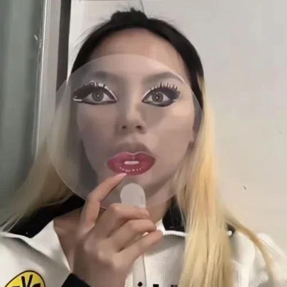 Длинные ресницы Прозрачные ручные веера ПВХ Печатный веер Веер с красными губами Подарок другу