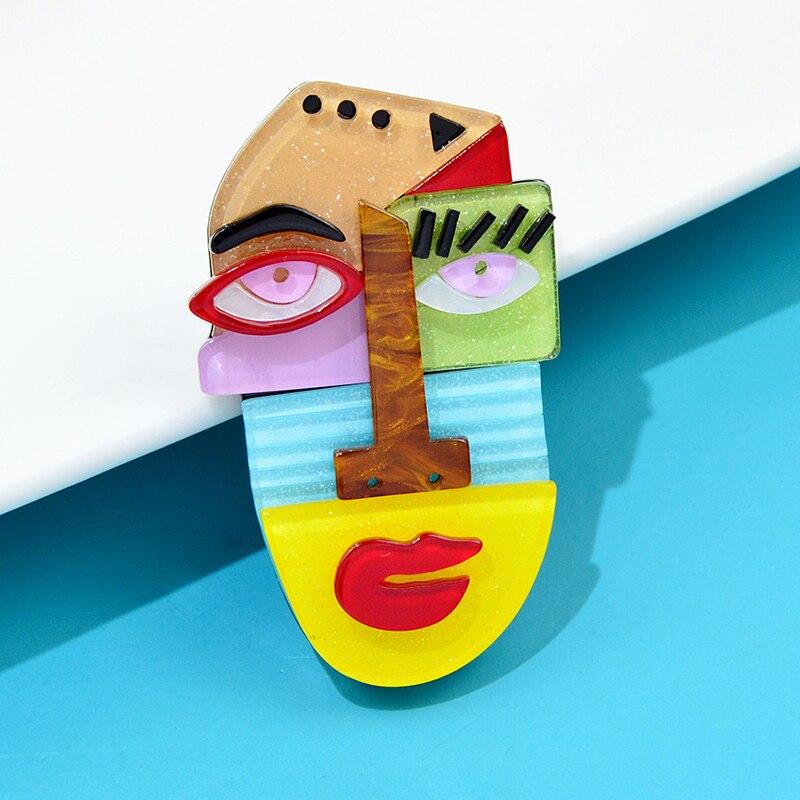 Акриловая картина, портретная брошь, женская и мужская брошь для пальто, костюма, хиджаба, булавки, подарки на Новый год