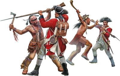 Мастер Бокс 1/35 Индийская Серия №. 7 Племя могавков и британские солдаты XVIII век (4 фигуры) Пластиковый набор для сборки MB35236