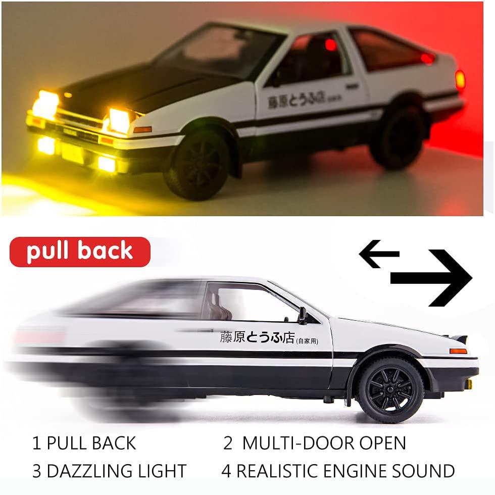 Масштаб 1/24 Toyota AE86, начальная модель D, большой игрушечный автомобиль, игрушечный автомобиль из цинкового сплава со звуком и светом для детей, подарок для мальчиков и девочек