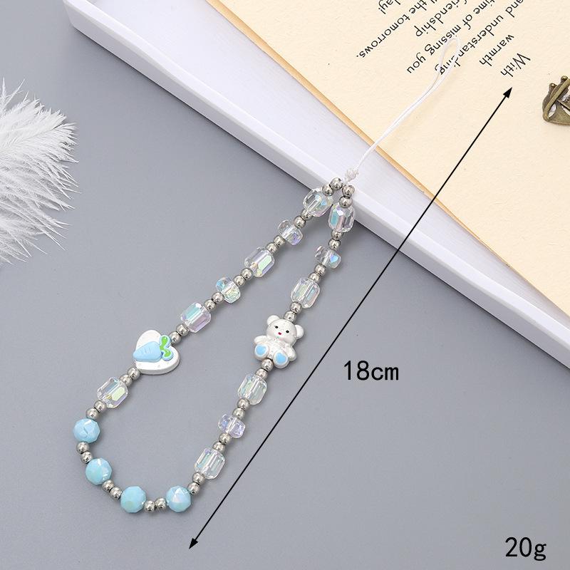 Korean Love Heart Beaded Phone Chain & Keychain Set for Women