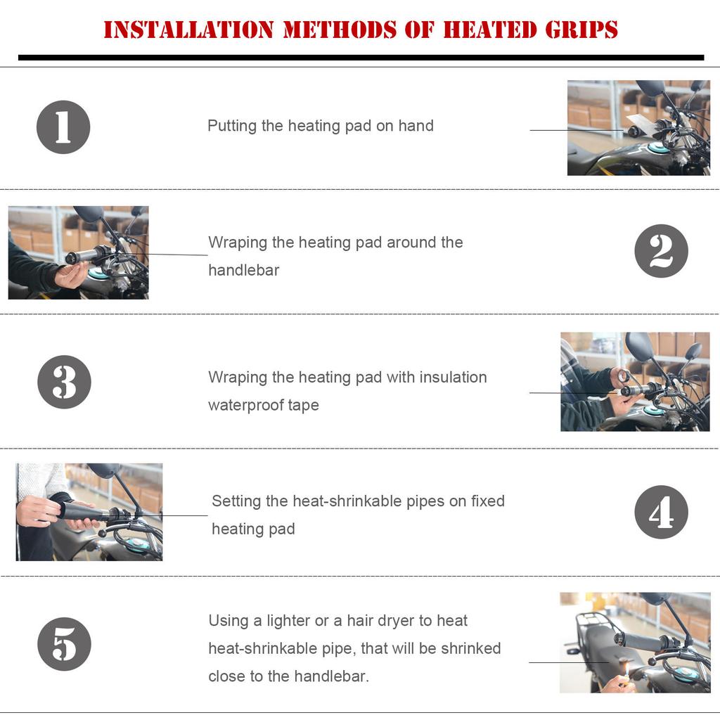 Универсальные ручки для мотоцикла из ПЭТ 12 В с водонепроницаемым переключателем - технология быстрого нагрева 7,8 Вт/см² для Honda, Yamaha, BMW