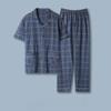 Cotton Button Up Top and Pants Men's Plus Size Pajamas Loungewear Casual Simple Fashion Youth Sleepwear Homewear 2PCS Set