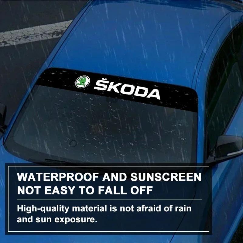 Car front window shade decorative sticker For Skoda Octavia MK2 MK3 2 3 A7 Fabia Karoq Kodiaq Superb Rapid Kamiq Scala Yeti Di fscx84