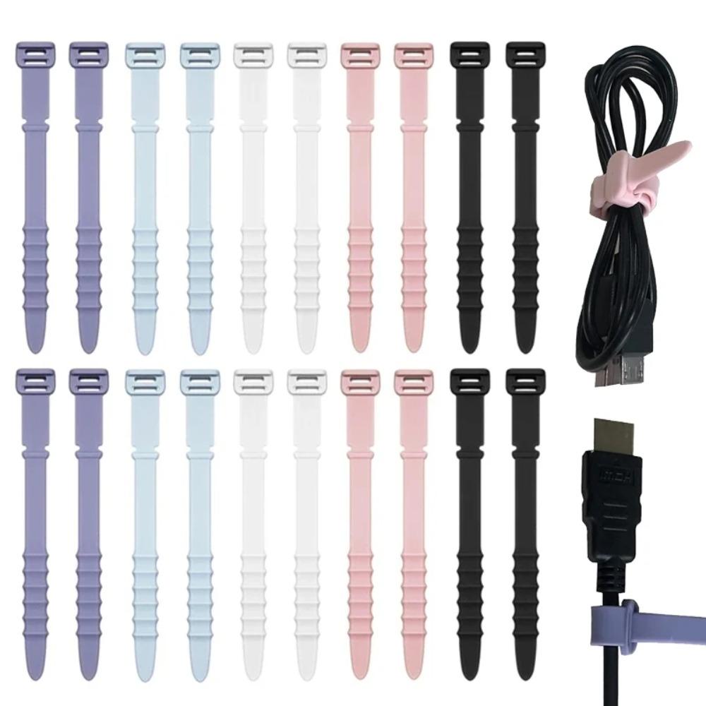 20pcs Cable Management Silicone Cable Ties Multipurpose Cord Organizer Straps  Cable