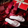 Wedding Bridesmaid Embroidery Slippers Wedding Silk Red Slippers Wedding Bride Morning Robe Paired with Women's Shoes