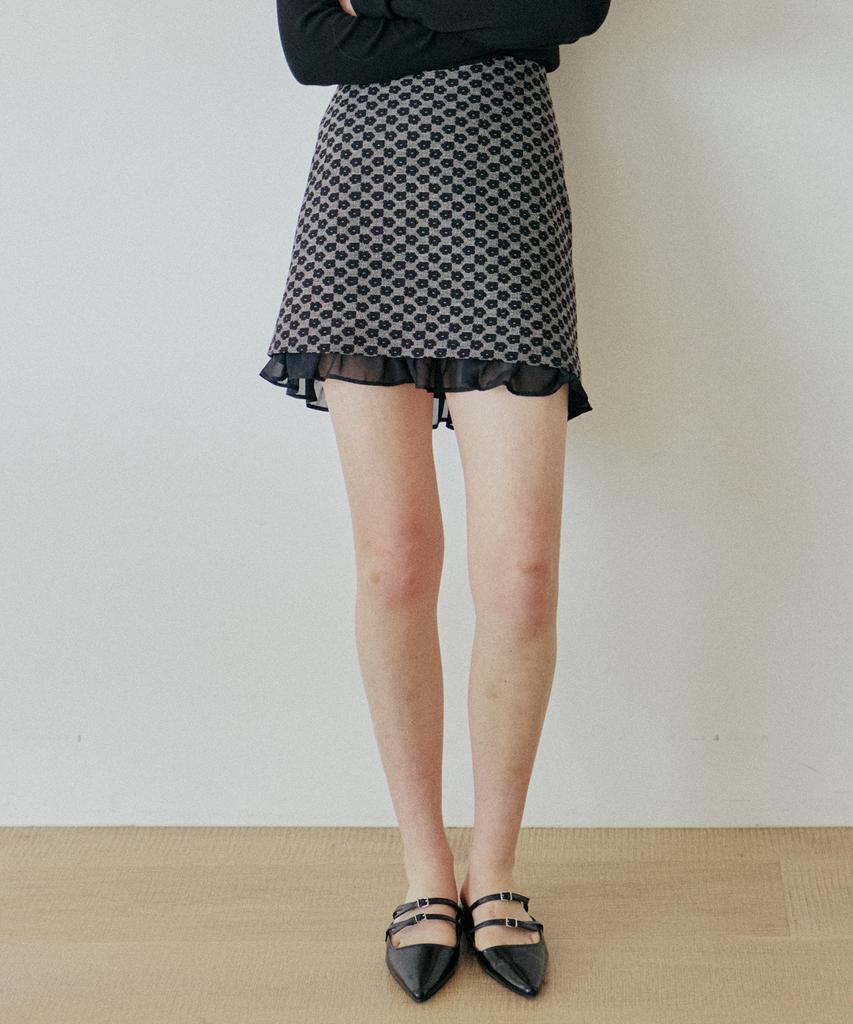 Yeoppe Jacquard Flower Skirt_Black