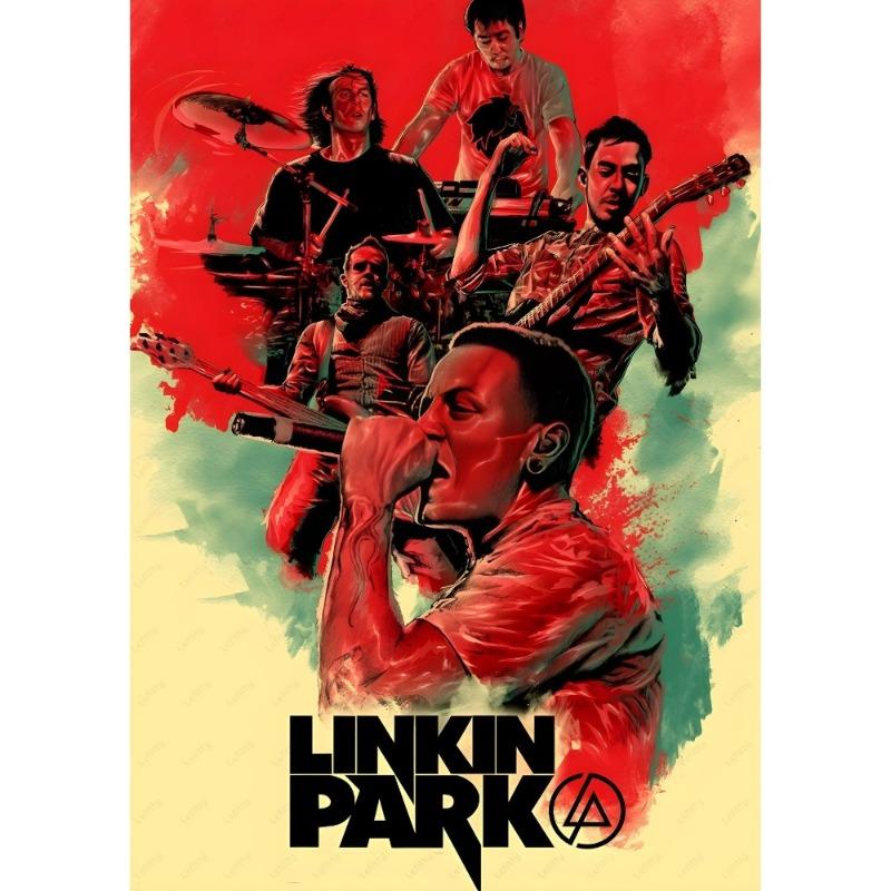 L-Linkin Park Рок-н-ролл группа Ретро постер Липкое настенное искусство Печать Водонепроницаемый Дом Гостиная Спальня Бар Эстетический декор
