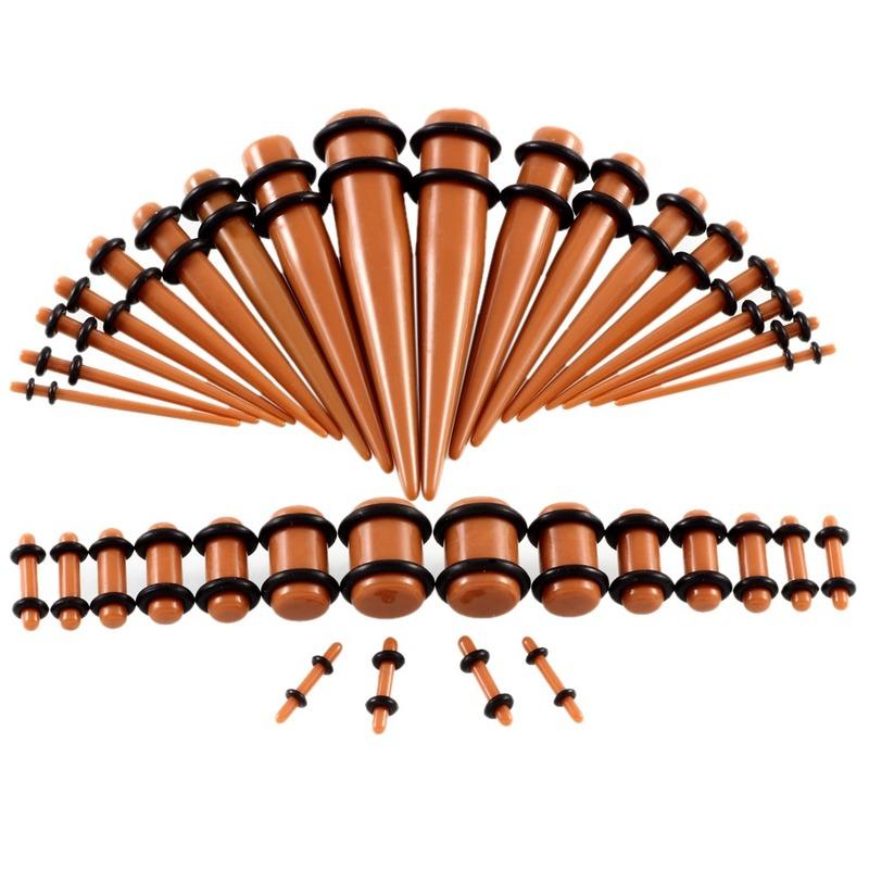 36 шт./лот, акриловые наборы для растяжки ушей с конусом и вилкой, разноцветные цвета, туннель для расширения тела уха, ювелирные изделия для пирсинга 14G-00G