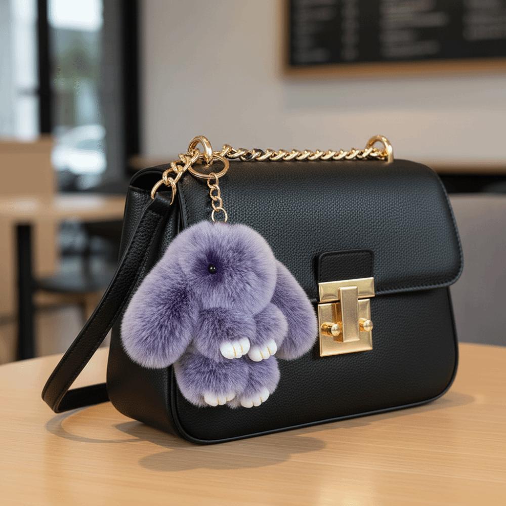Fluffy Play Dead Rabbit Doll Fashion Plush Rabbit Pendant Rabbit Fur Keychain Women