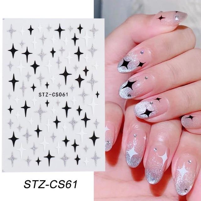 Abstract Line DIY Nail Stickers for Women Girls Nail Art Decorations Rose Gold Spring 3D Sliders for Manicure Nail Polish Decals