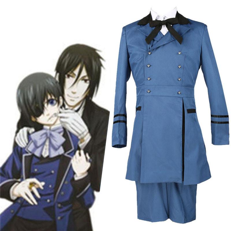 Стильный сине-белый костюм Сиэля Фантомхайва для косплей-мероприятий унисекс