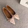 2025 Super Soft New French Fashion School Pointed Head Bow Shallow Mouth Single Shoes Women Commuter Ladyshoes Temperament Shoes Women