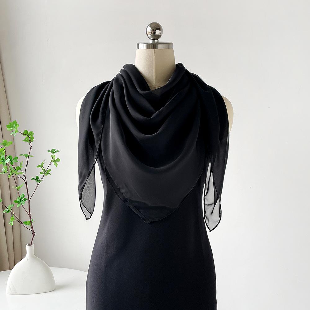 Однотонный квадратный шарф из пряжи летний шелковый шарф высококачественный шифоновый шарф простая шаль декоративная головная повязка