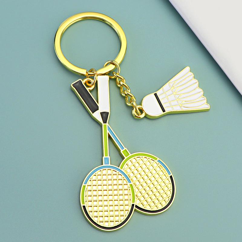 Creative Metal Badminton Racket Pendant Keychain Mini Shuttlecock Sports Keyrings Gift Backpack Purse Key Holder Accessories