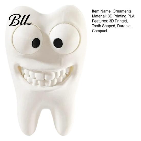Fun Dental Clinic Supplies 3D Printed Smiling Tooth Toothbrush Holder, Funny Desk Figurine, Small Sculpture Creative Shaped Storage Stand for Bathroom