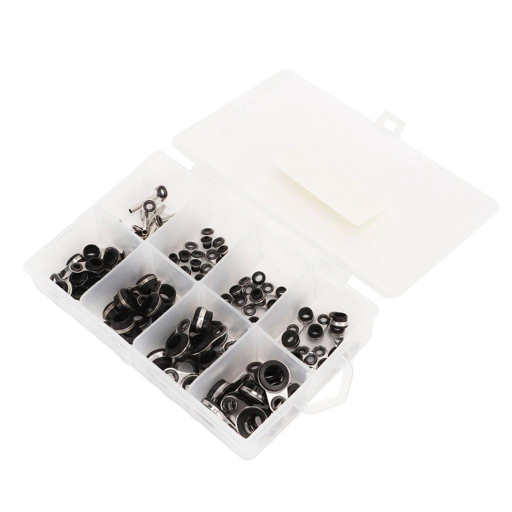 80pcs Fishing Guide Ring Set Stainless Steel Ceramic 8 Different Sizes Guide Rings for All Fishing Rod