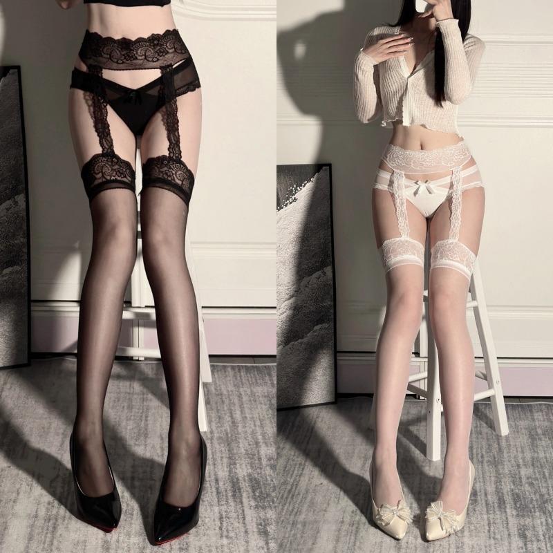 Сексуальное белье, сексуальные кружевные подвязки, интегрированные чулки, соблазнительное сращивание со ступнями, бесплатные чулки, чистая страсть