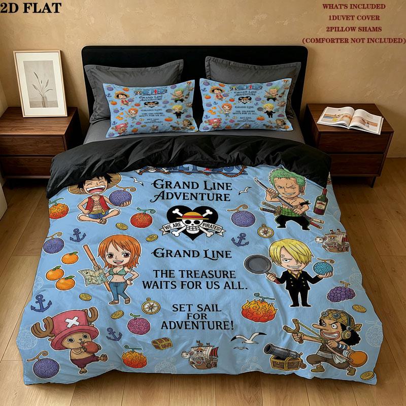 One Piece Pattern Bedding Quilt Set Quilt Cover Pillowcase Home Birthday Gift(1 * duvet cover + 2 * pillowcase, without core)