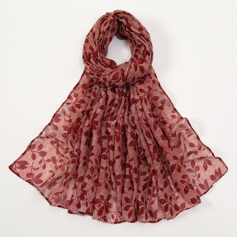 Spring and Summer New Light and Breathable Polyester Scarf Floral Printing Cotton and Linen Feel Travel Shawl