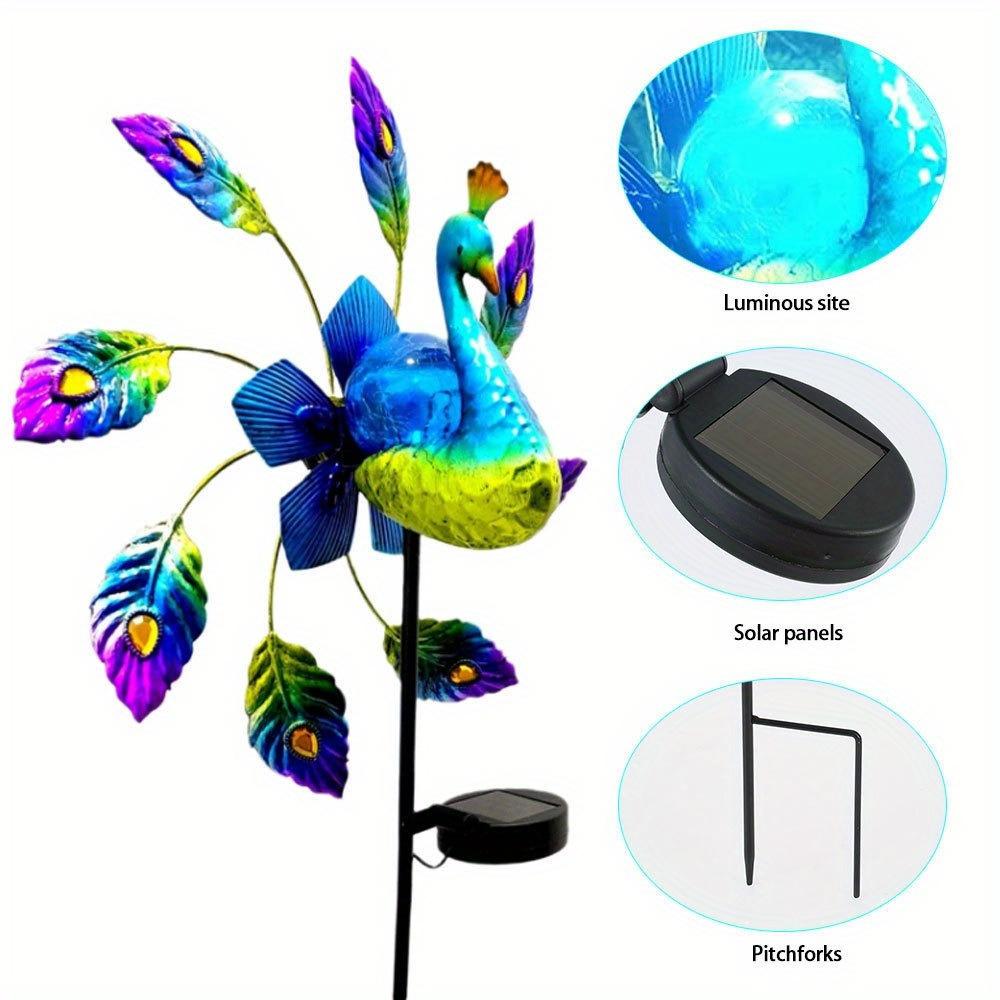 Sunbird Windmill Light Metal Art Outdoor Garden Fence Rotating Waterproof, Suitable for Weddings and Outdoor Decoration, Garden Fence Decoration