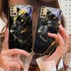 Спокойная черная пантера Для Samsung A 01 52S A04 A05S A10 A12 A13 22 23 24 36 42 M02 Note 10 20Ultra 8 9 Золотой стеклянный чехол для телефона