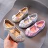 Kids Leather Shoe Sweet Princess Shoes Girls Rhinestone Bowtie Fashion Versatile Children's Shoes Heels Party