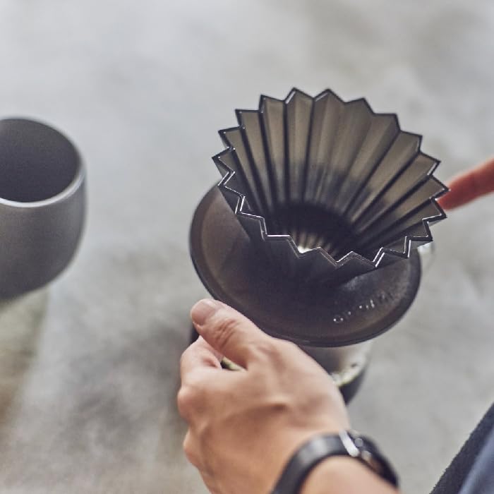 ORIGAMI Resin Holder, Black (BK), for ORIGAMI Dripper (Small and Medium Sizes), Made In Japan. Dripper Holder [AS Resin] (1 Piece)