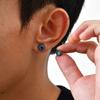 Fashion Geometric Blue Zircon Studs Earrings, Stainless Steel Round Earrings for Men Punk High Quality Jewelry Gift