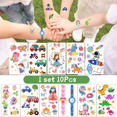 Мультяшный водонепроницаемый детский набор наручных часов INS Tattoo Sticker Little Fresh 10 шт. набор наклеек игрушка милое лицо ручной работы
