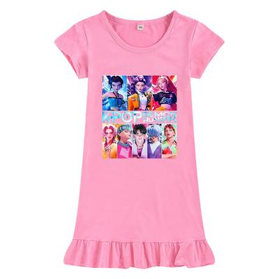 M1230 Детское платье для девочек Sajaboys Kpop Rumi Zoey Mira с принтом, с короткими рукавами и оборками